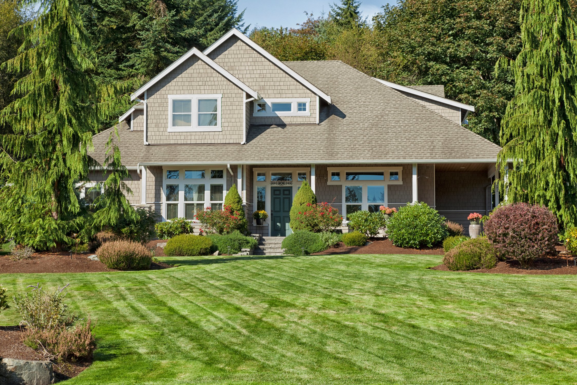 Perfectly landscaped lawn